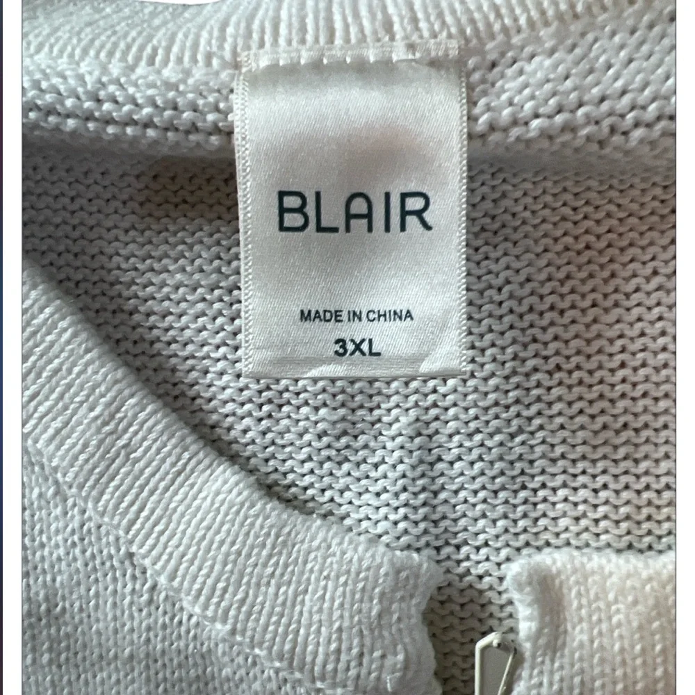 Blair 3XL White Knit Vest‎ with Dog and Bird Embroidery Zip Front